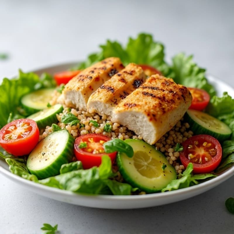 Grilled Chicken and Quinoa Power Salad with Fresh Greens