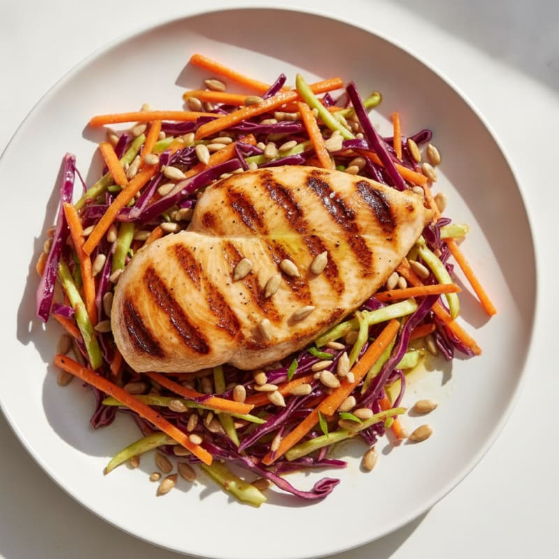 Grilled Chicken Breast with Crunchy Cabbage Slaw