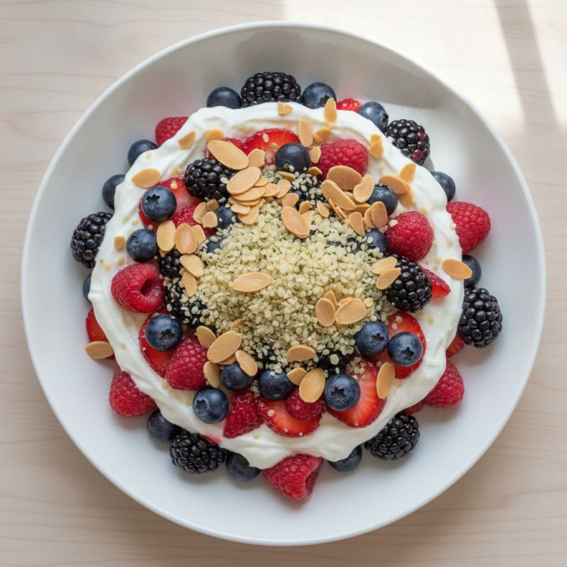 Greek Yogurt Protein Parfait with Mixed Berries