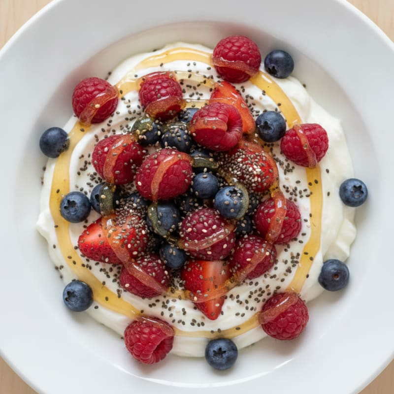 Silky Greek Yogurt Bowl with Chia Seeds and Mixed Berries
