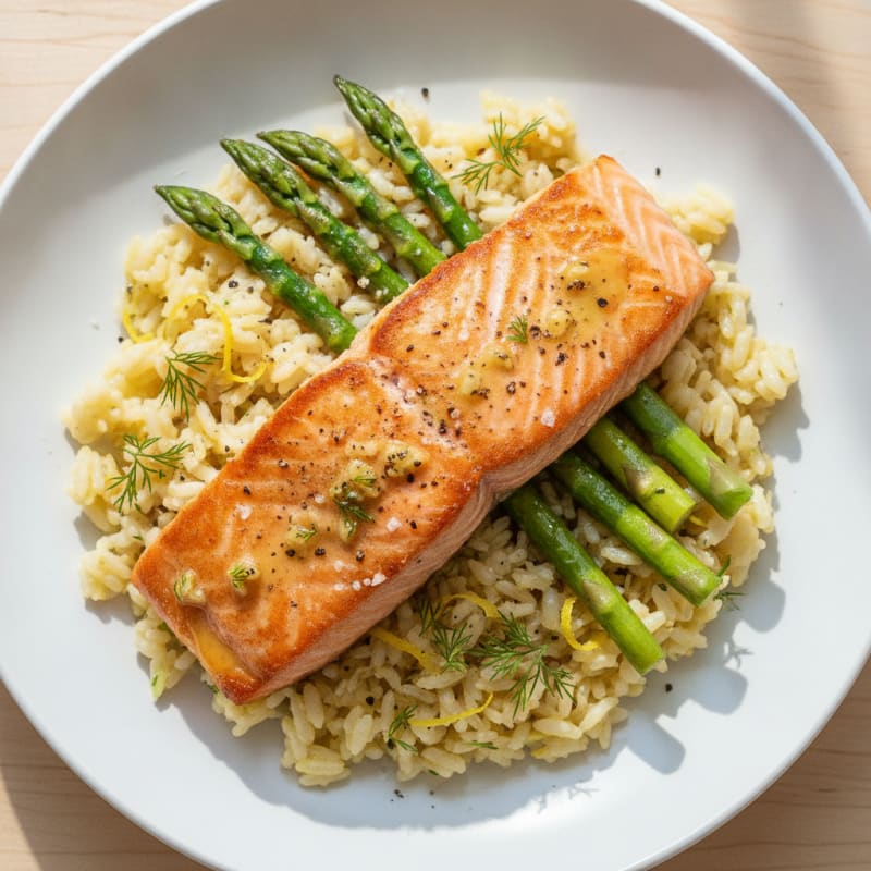 Pan-Seared Salmon with Lemon-Dill Rice