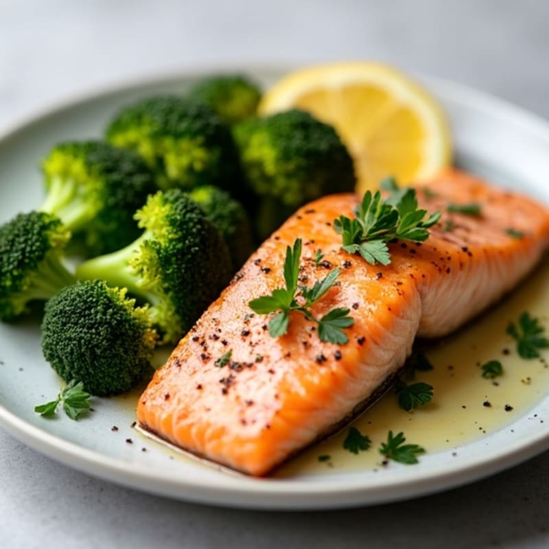 Flaky Lemon-Herb Roasted Salmon with Roasted Broccoli