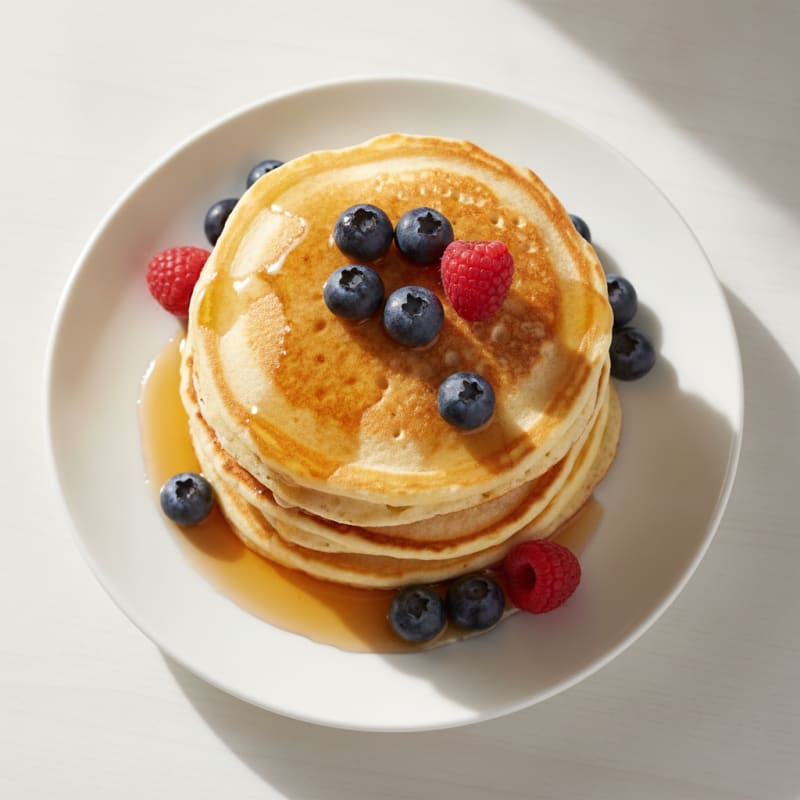 Fluffy Buttermilk Pancakes with Maple Syrup