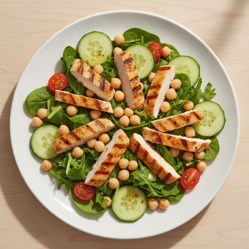 Lemon Herb Grilled Chicken Salad with Chickpeas and Cucumber