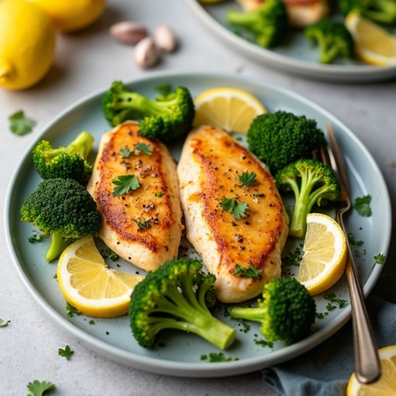 Sheet Pan Crispy Lemon Garlic Chicken and Roasted Broccoli