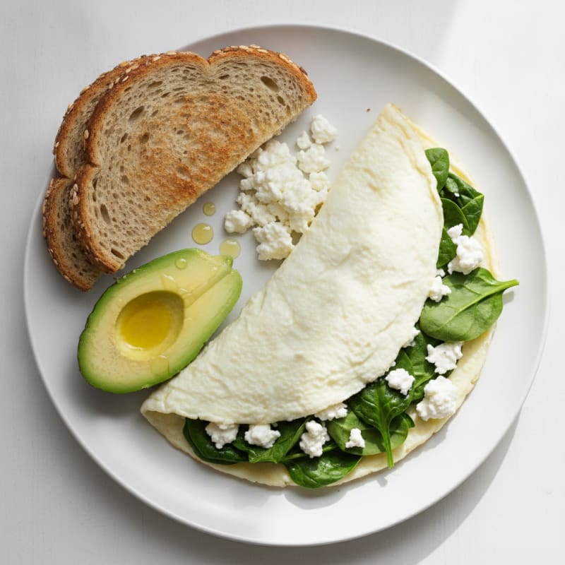 Egg White Spinach Omelette with Cottage Cheese