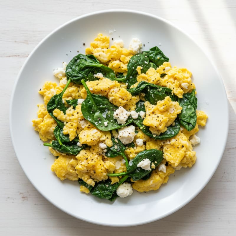 High-Protein Spinach and Feta Egg Scramble