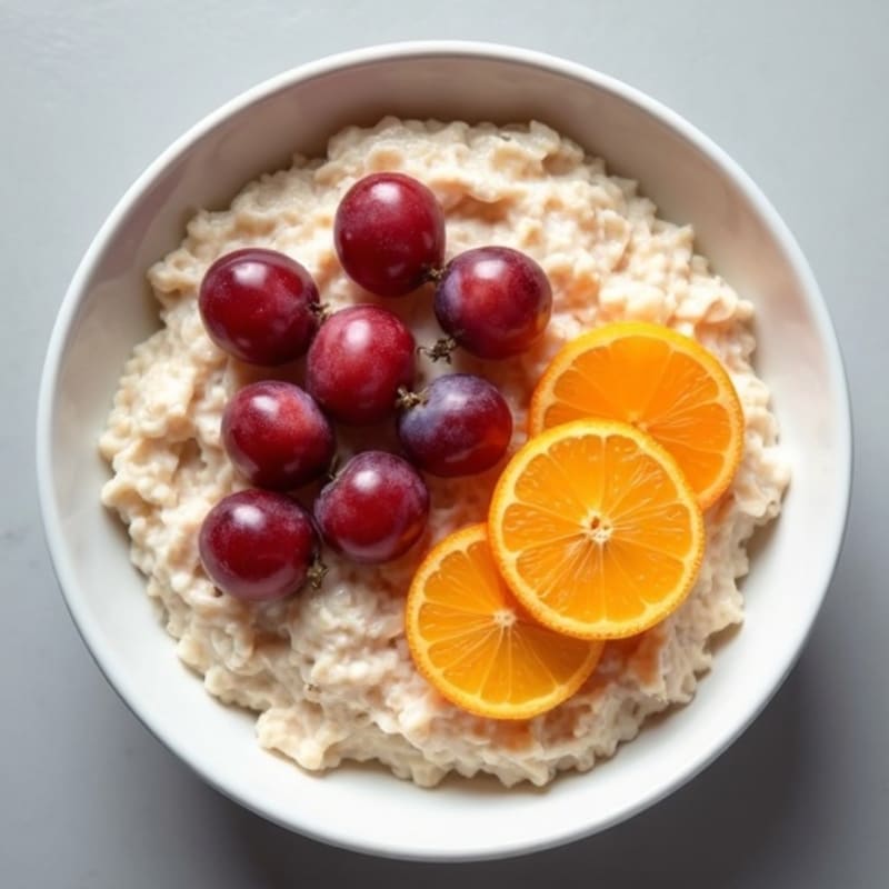 Creamy Oatmeal with Fresh Grapes and Mandarin
