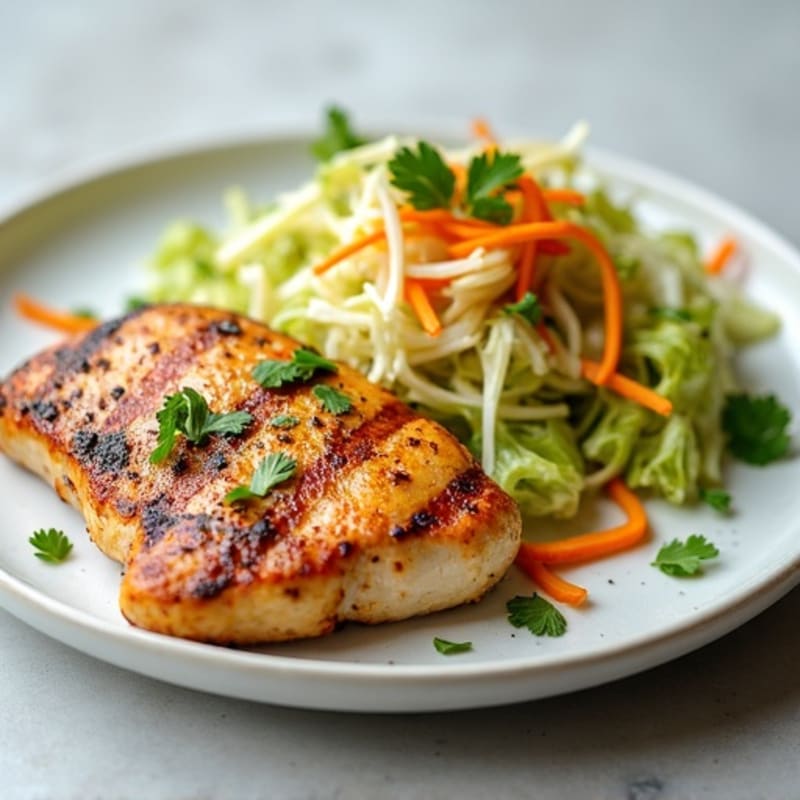 Grilled Chicken Breast with Crunchy Cabbage Slaw