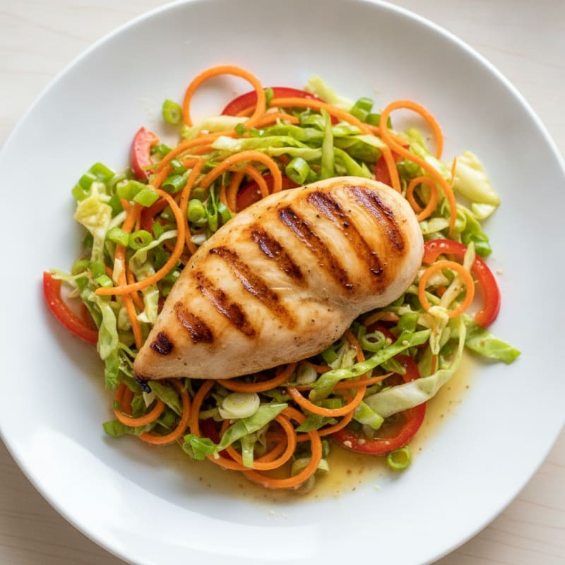 Grilled Chicken Breast with Crunchy Vegetable Slaw