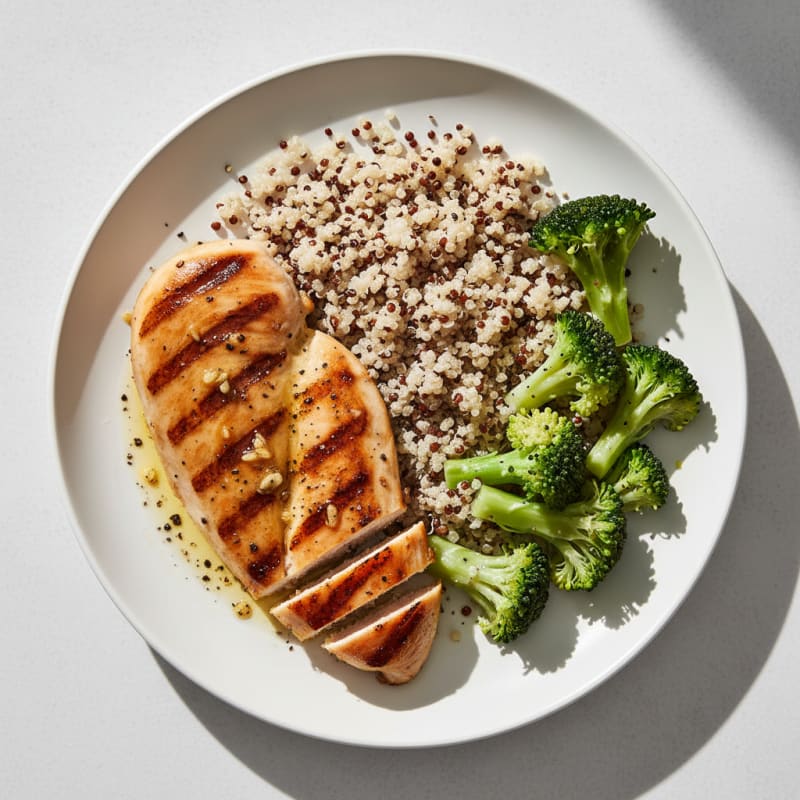 Grilled Chicken Breast with Quinoa and Steamed Broccoli
