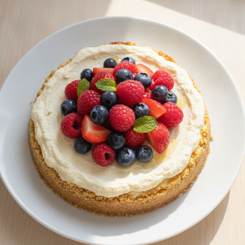 Creamy Greek Yogurt Protein Cheesecake with Fresh Berries