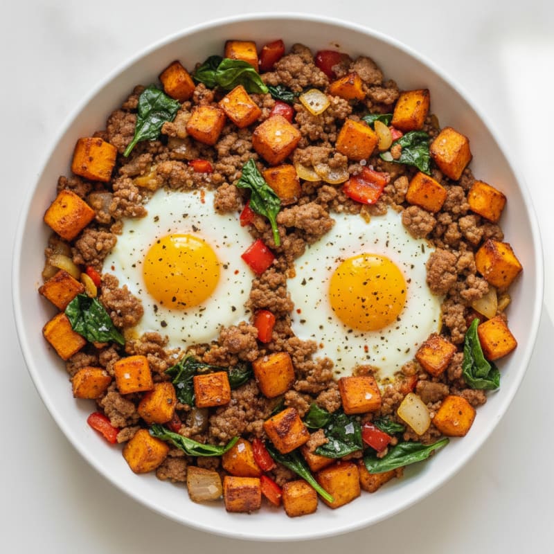 Baked Eggs with Roasted Sweet Potatoes