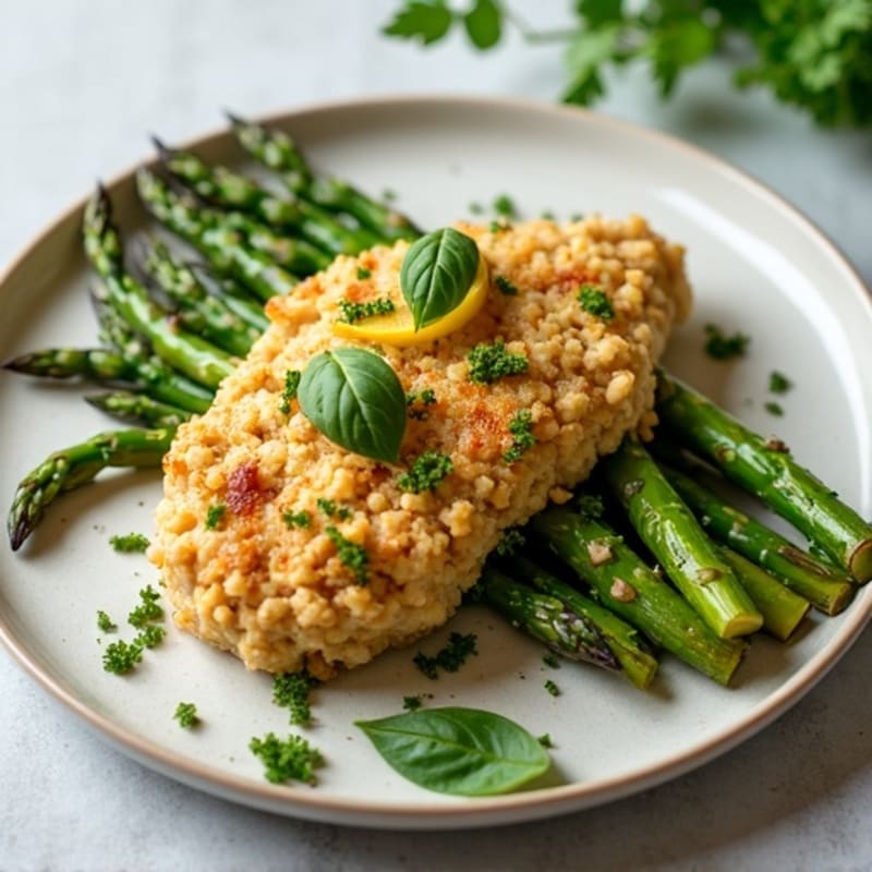 Lemon-Herb Ground Chicken with Roasted Asparagus