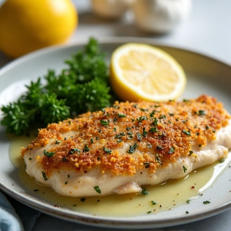 Herb-Crusted Pan Seared Chicken with Lemon