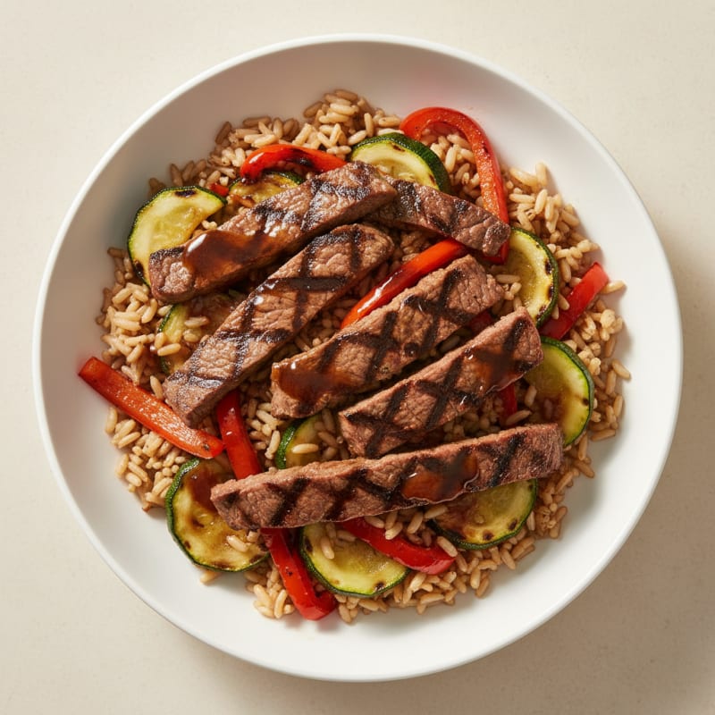 Grilled Steak and Vegetable Rice Bowl