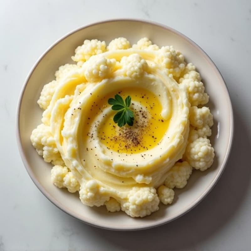 Creamy Cauliflower-Potato Mash with Roasted Garlic