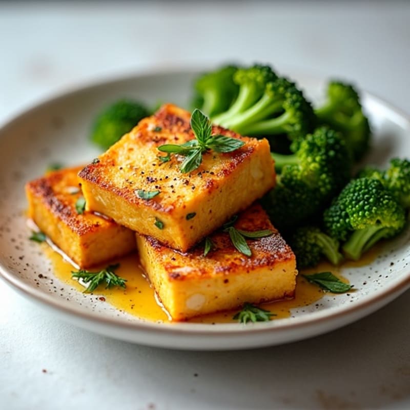 Crispy Baked Tofu with Garlic Roasted Broccolini