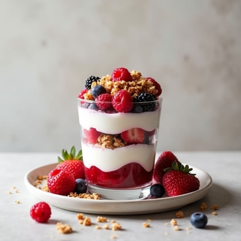 Greek Yogurt Protein Parfait with Almond Butter and Berries