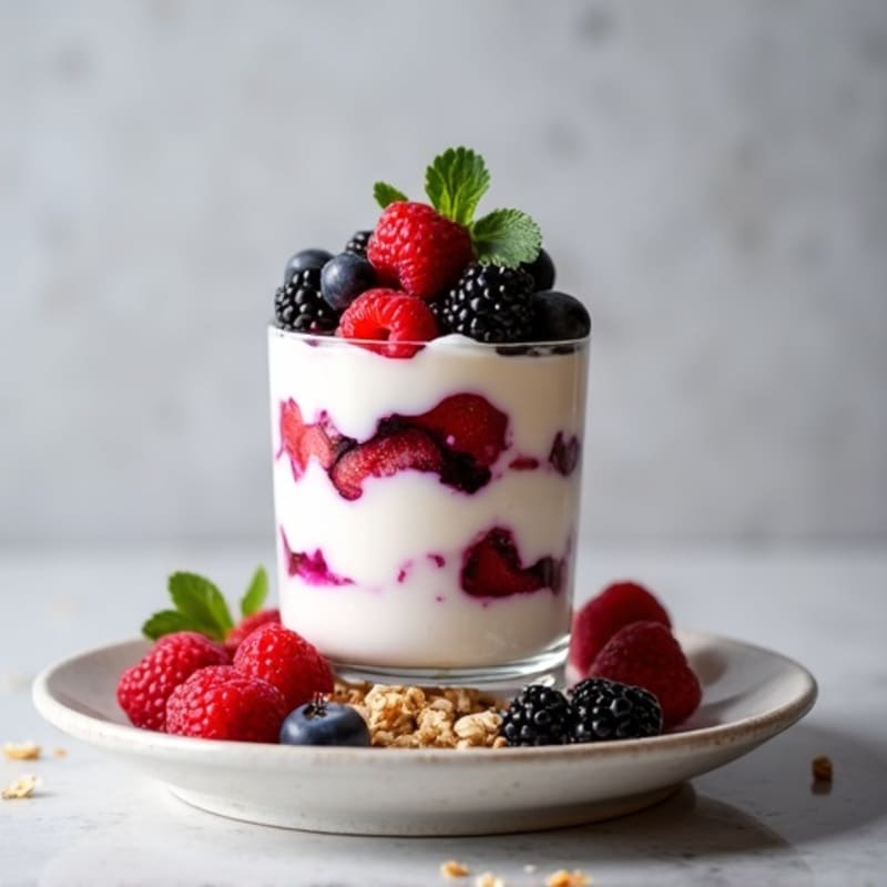 Silky Greek Yogurt Protein Parfait with Mixed Berries