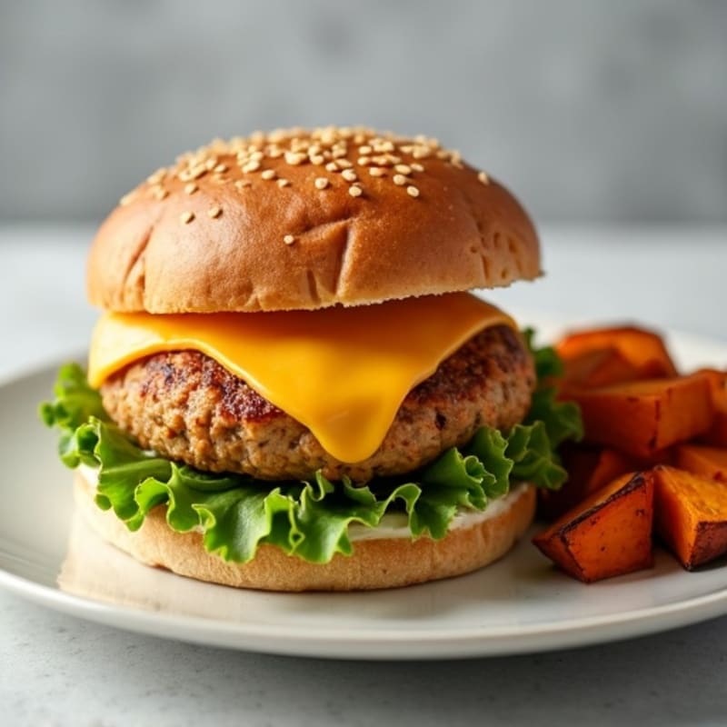 Lean Turkey Burger with Roasted Sweet Potatoes