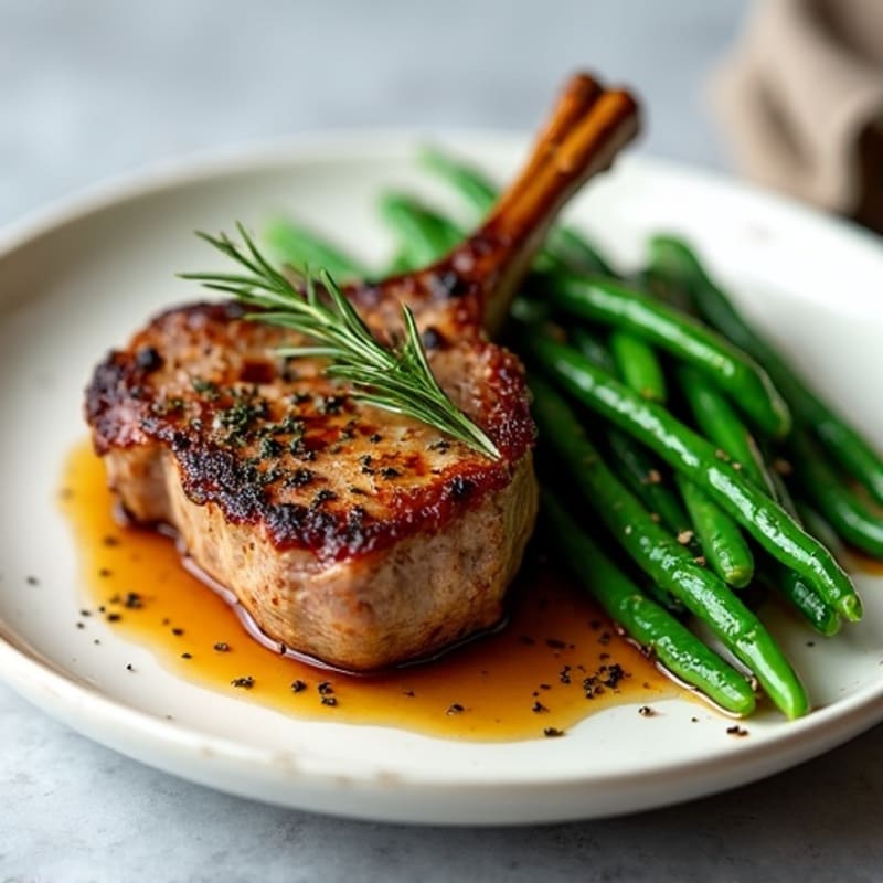 Herb-Roasted Lamb Chops with Crispy Garlic Green Beans