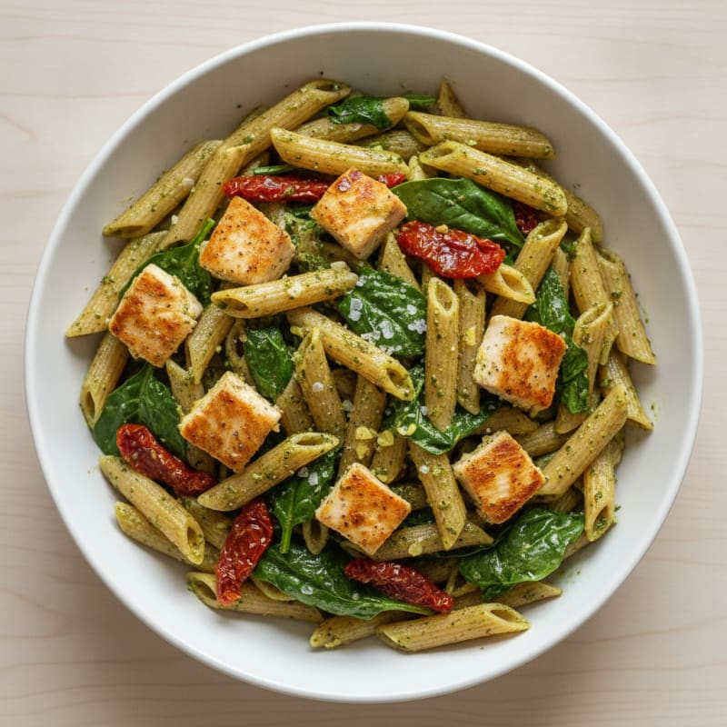 Pesto Chicken Pasta with Sun-Dried Tomatoes