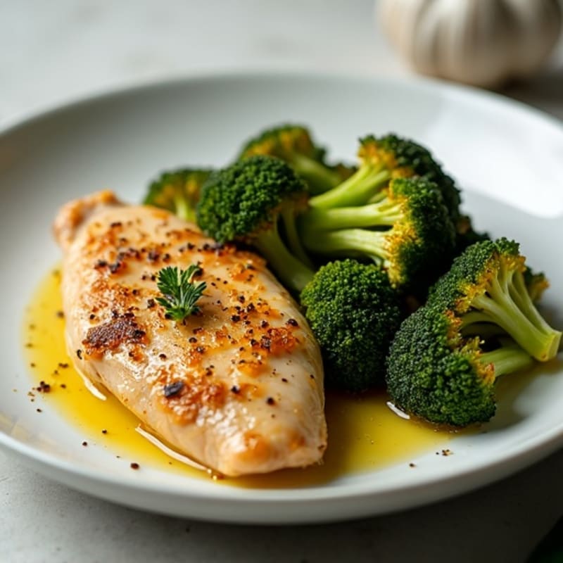 Garlic Herb Roasted Chicken Breast with Crispy Broccoli