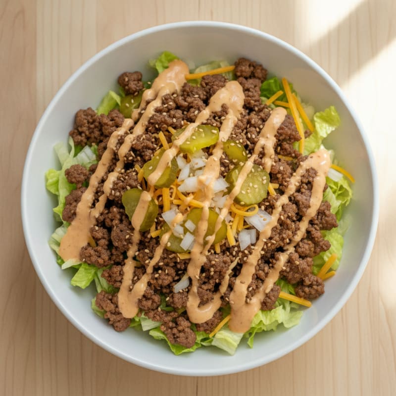 Deconstructed Big Mac Protein Bowl