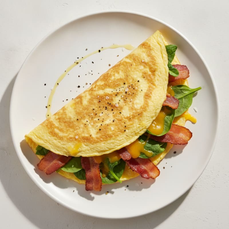 Turkey Bacon and Cheddar Omelette