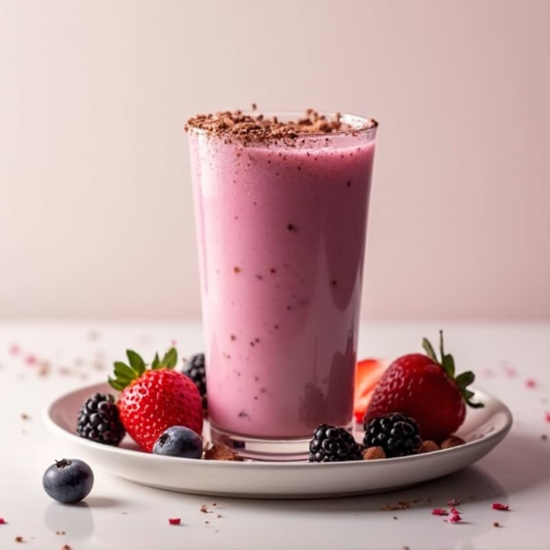 Chocolate Protein Shake with Mixed Berries