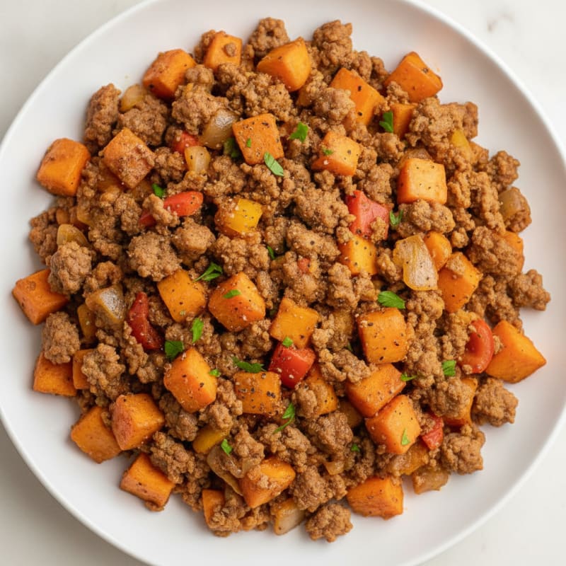 Ground Beef and Sweet Potato Skillet