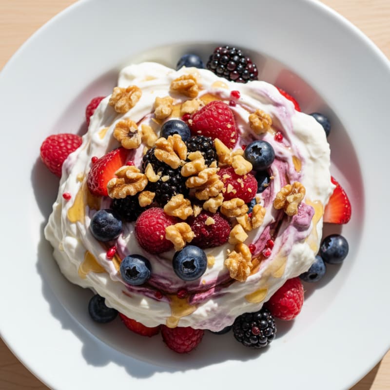 Greek Yogurt Protein Mousse with Mixed Berries