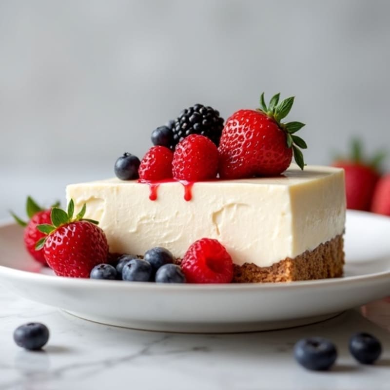 Greek Yogurt Protein Cheesecake with Fresh Berries