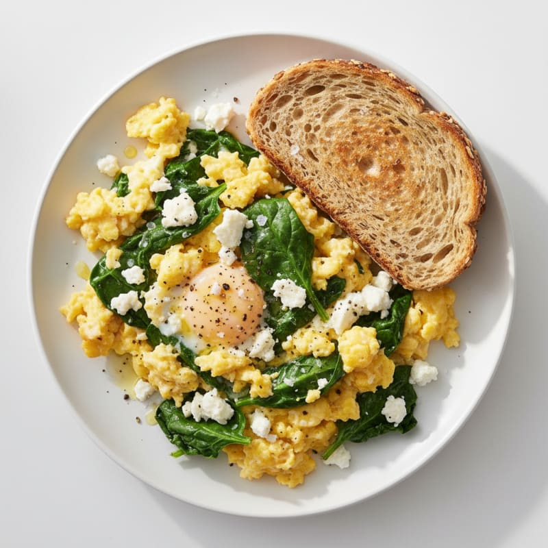 Scrambled Eggs with Spinach and Feta
