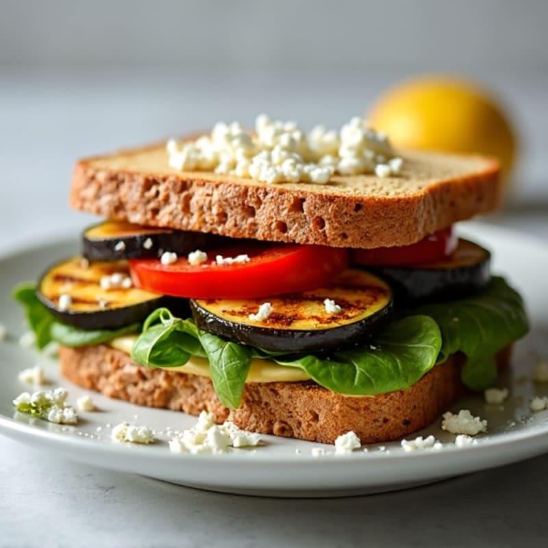 Hearty Grilled Vegetable Sandwich with Creamy Hummus