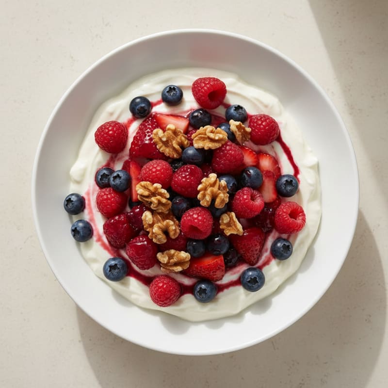 Greek Yogurt Protein Pudding with Mixed Berries