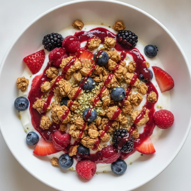 Creamy Greek Yogurt Parfait with Mixed Berries and Protein Granola