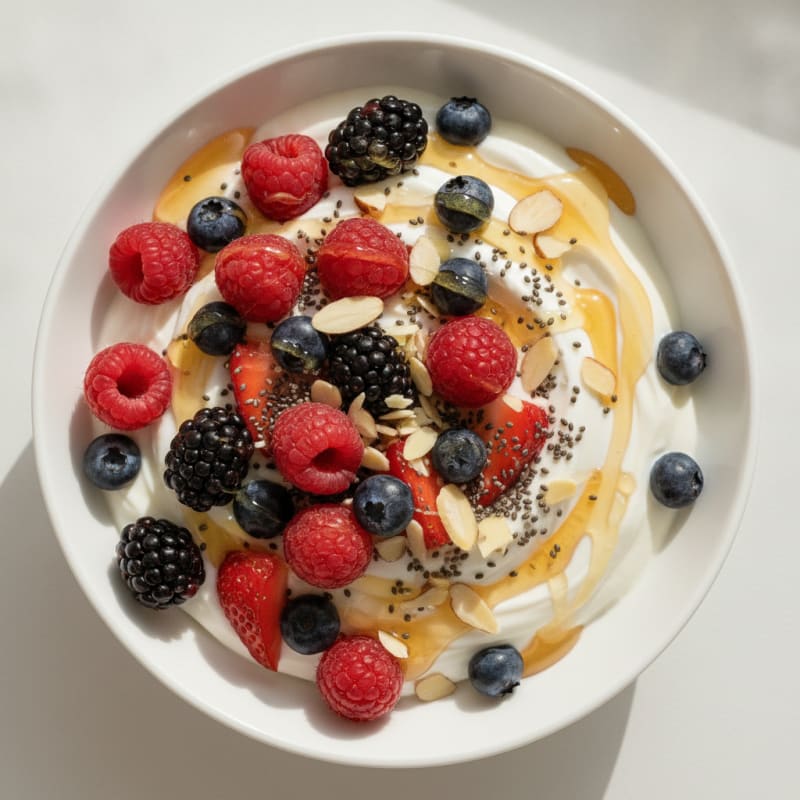 Creamy Greek Yogurt Bowl with Mixed Berries and Chia Seeds