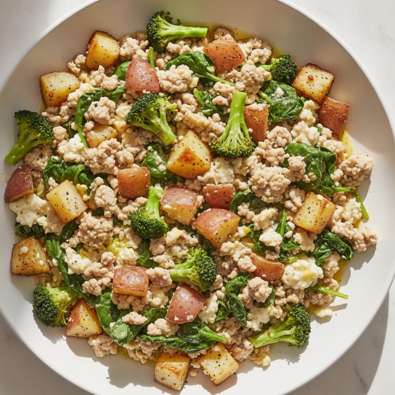 Ground Turkey and Spinach Egg White Scramble