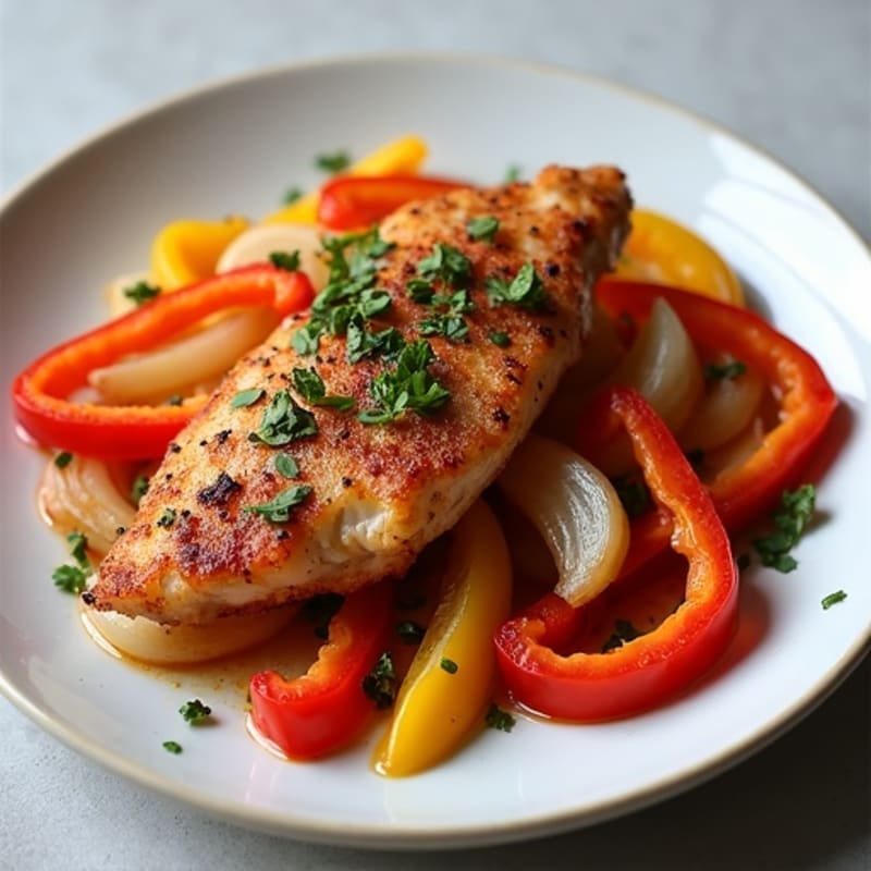 Crispy Cajun Blackened Catfish with Roasted Bell Peppers and Onions