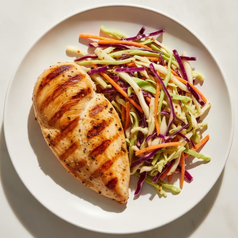 Grilled Chicken Breast with Crunchy Cabbage Slaw