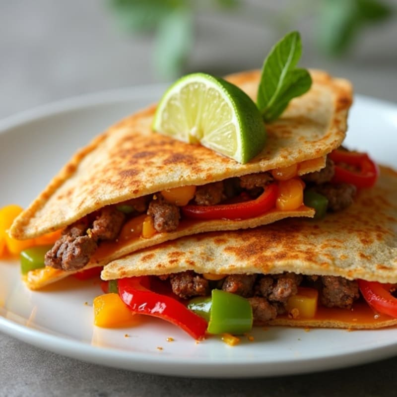 Spicy Lime Steak Quesadilla with Bell Peppers