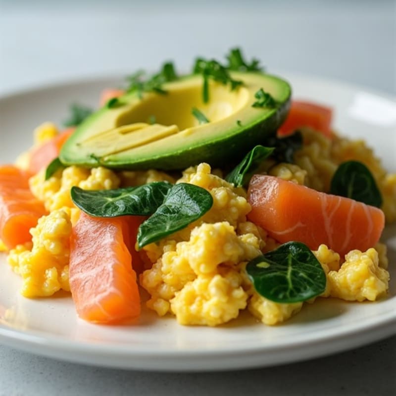 Egg and Spinach Scramble with Smoked Salmon