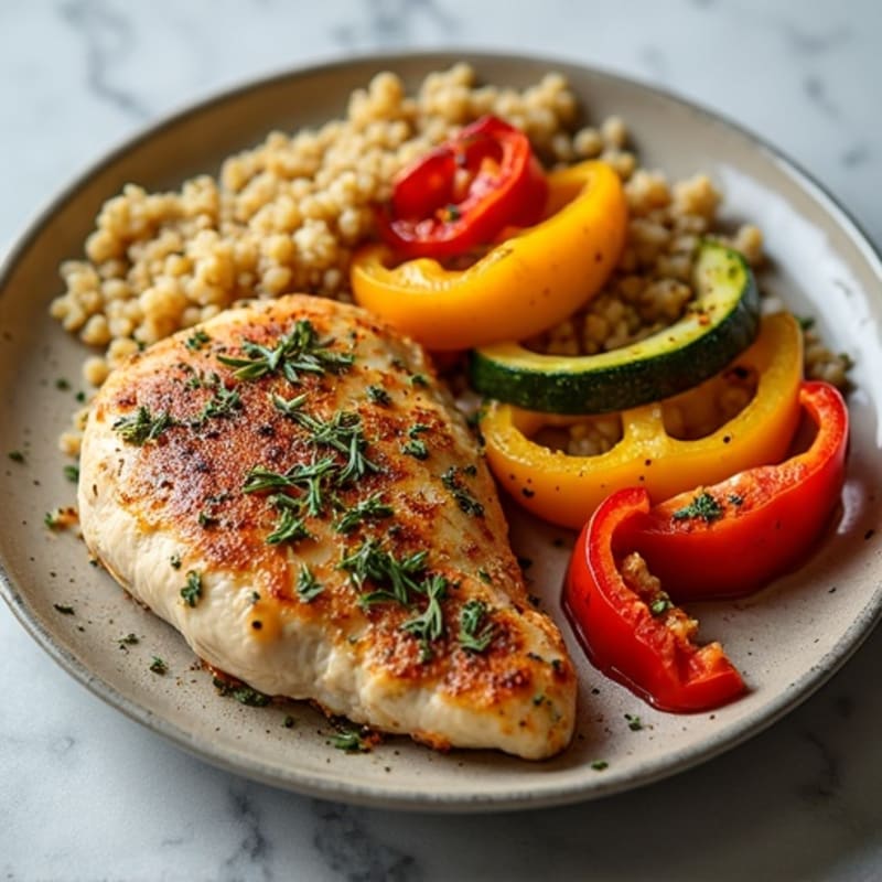 Herb-Crusted Sheet Pan Chicken with Roasted Rainbow Vegetables