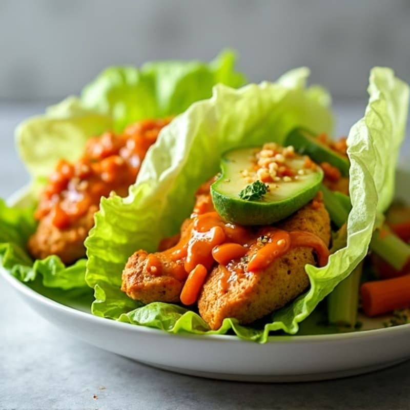 Buffalo Chicken Lettuce Wraps with Fresh Vegetables
