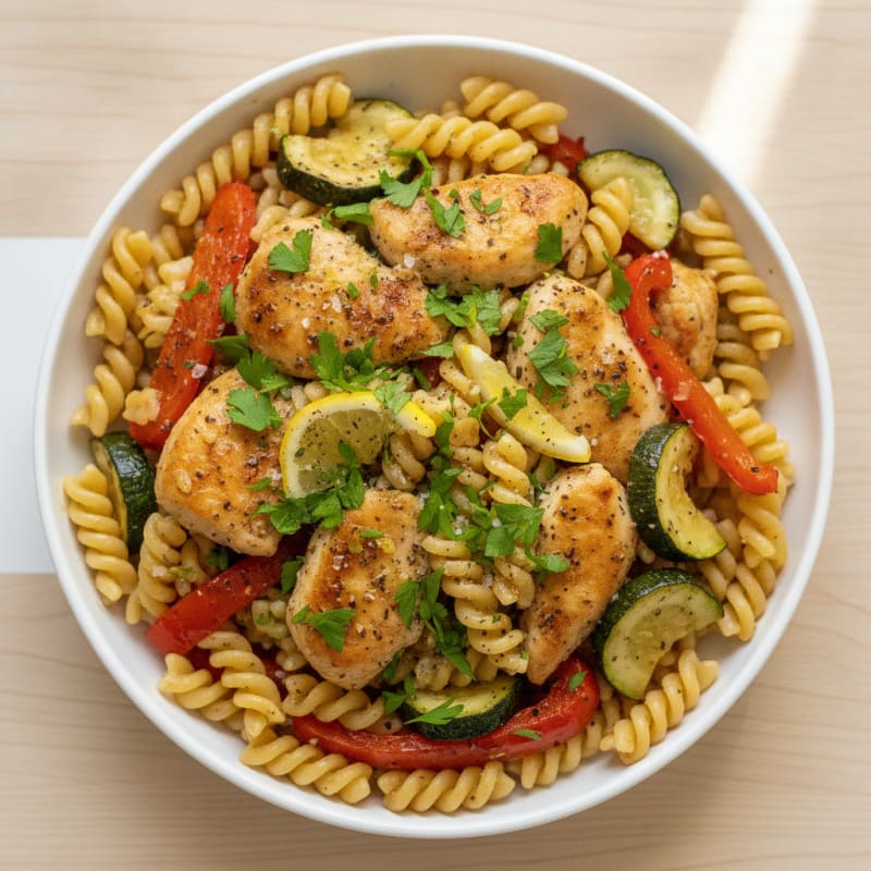 Garlic Herb Pasta with Roasted Vegetables