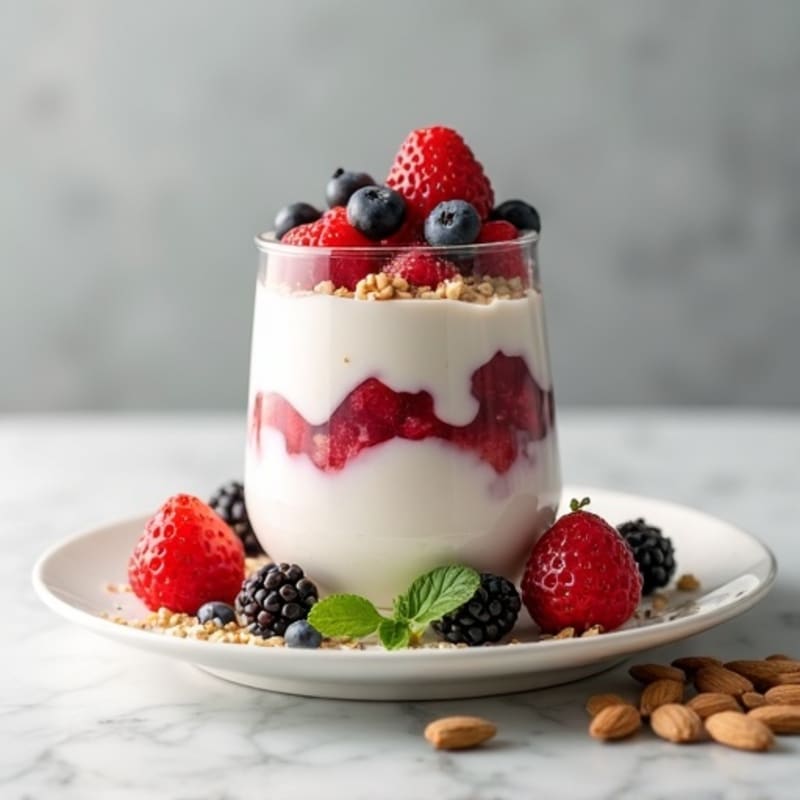 Greek Yogurt Protein Parfait with Berries and Almonds