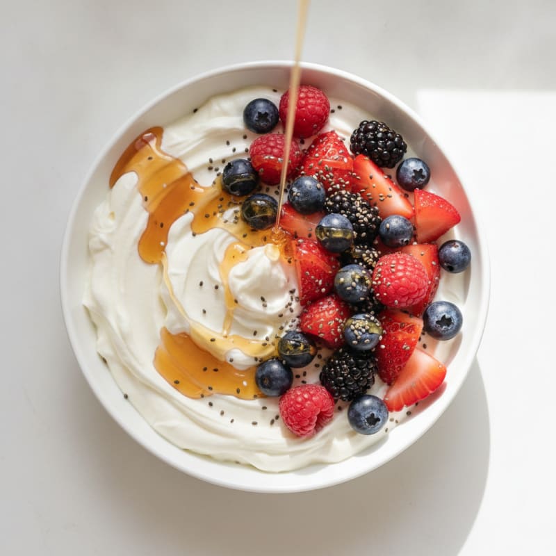 Silky Greek Yogurt Protein Pudding with Mixed Berries