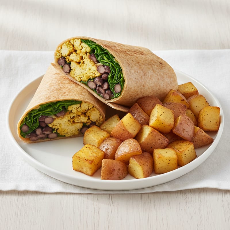 Tofu Scramble Burrito with Roasted Potatoes